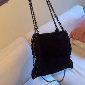Black chain detail shoulder mini tote bag purse Falabella